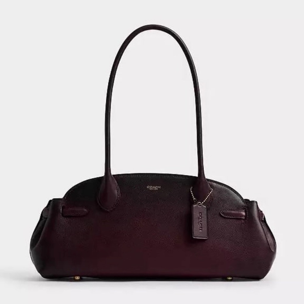 Coach Burnished Empire Carryall Bag 34 in Brass/Merlot Natural Grain Leather NWT
